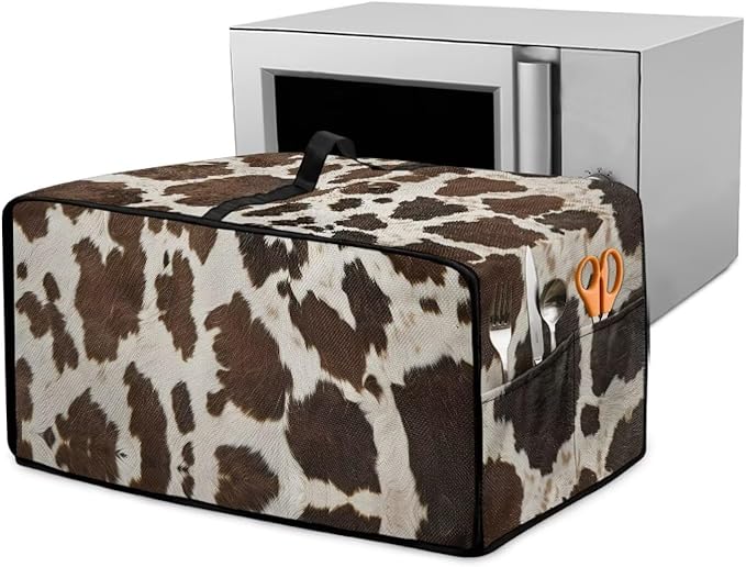 Doojoayie Brown Cow Print Toaster Oven Cover 4 Slice Bread Machine Cover Universal Fit Small Appliance Dust Protector Simple Style Kitchen Decoration