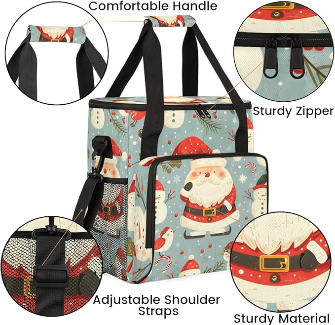 Fantastic Santa Claus Coffee Maker Carrying Bag Watercolor Santa Claus Travel Storage Bag Compatible with K-Mini or K-Mini Plus Single Serve Coffee Brewer Carrying Case with Pockets &amp Shoulder S