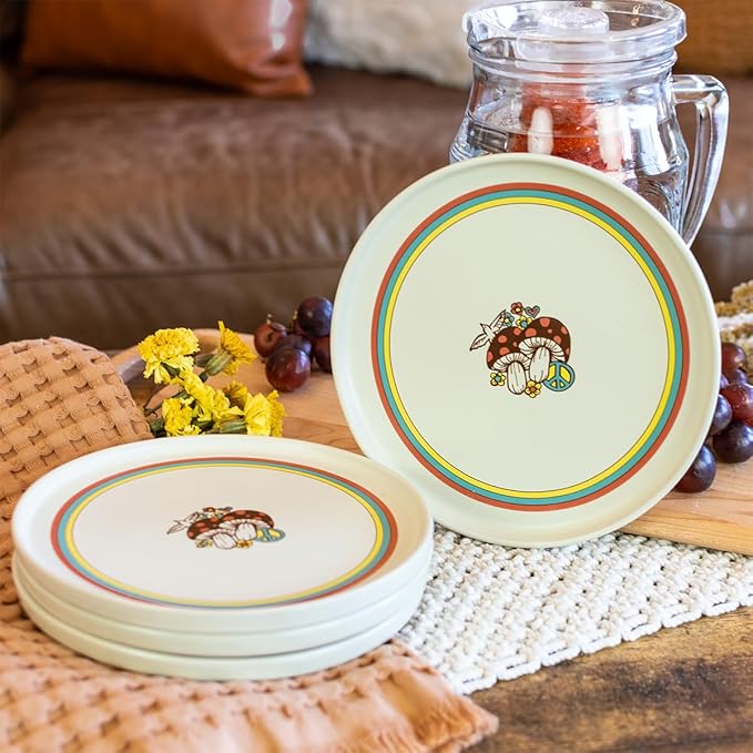 Everything Kitchens Modern Flat 16-Piece Dinnerware Set | Peace &amp Love (12-Piece Dinnerware Set)