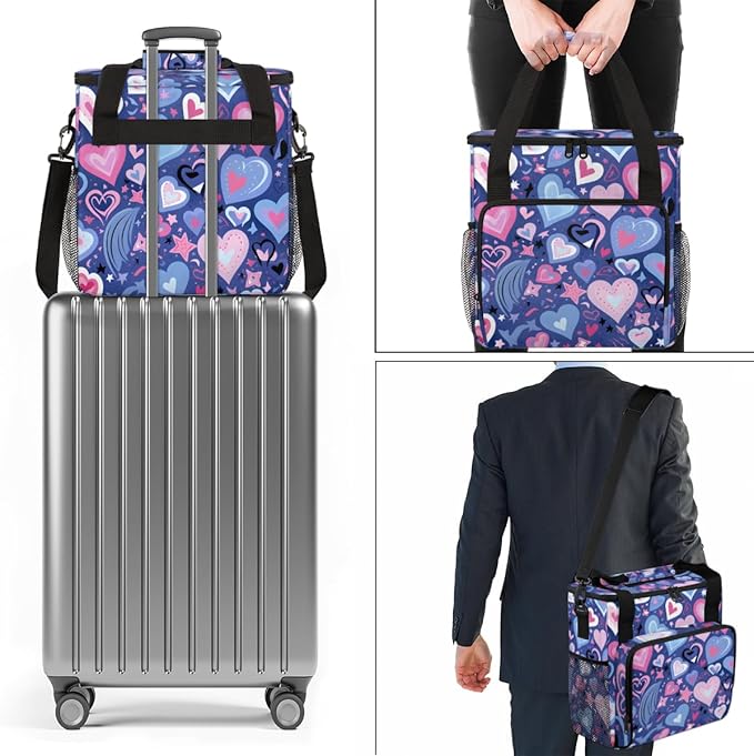 Purple Heart Coffee Maker Carrying Bag Portable Travel Storage Tote Bag Compatible with K-Mini or K-Mini Plus Single Serve Coffee Brewer Carrying Case with Multiple Pockets &amp Shoulder Strap