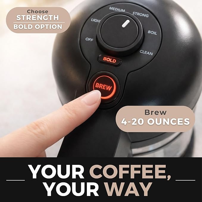 VINCI Micro Café Smallest Single-Serve Glass Coffee Brewer | Compatible with K-Cups Pods &amp Ground Coffee | Enclosed &amp Circle Flow Brewing for Hotter Richer Flavor | Brews 4oz to 20oz (Black)