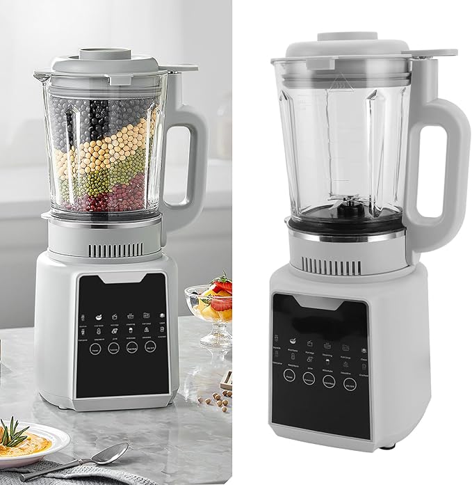 POCREATION Soy Milk Blender Multifunctional Nut Milk Maker Machine with 24H Timer Keep Warm 1200W 1650ml Capacity for Family Meals ABS SUS White (US Plug 110V)