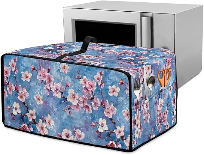 Doojoayie Cherry Blossom Kitchen Toaster Dust Cover Compatible with 8 Slice Toaster Dust Protection Cover Rooster Print Kitchen Decoration Small Appliance Protector