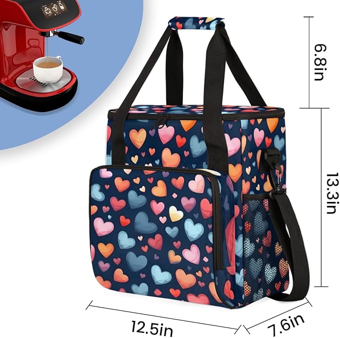 HEART Coffee Maker Carrying Bag Portable Travel Storage Tote Bag Compatible with K-Mini or K-Mini Plus Single Serve Coffee Brewer Carrying Case with Multiple Pockets &amp Shoulder Strap