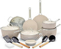 GreenPan Padova Hard Anodized Healthy Ceramic Nonstick 17 Piece Cookware Set PFAS-Free Induction Dishwasher Safe Oven Safe Taupe