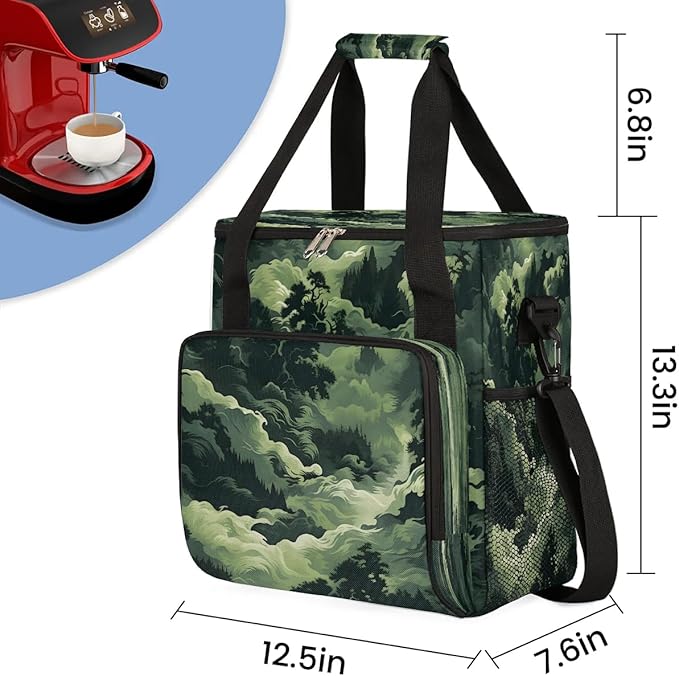 Abstract Camouflage Forest Coffee Maker Carrying Bag for Keurig K-Mini or K-Mini Plus Storage Portable Coffee Maker Travel Bag