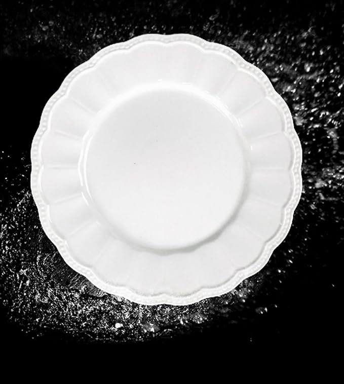 Pure white minimalist style Bone China Dinnerware Sets Service for 2Delicate Steak Dinner Plates Dish Setinclude 12 inch 10.5 inch 8 inch 6.5 inch plate