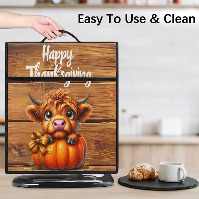 cfpolar Kitchen Aid Mixer Cover Compatible with 6-8 Quarts Thanksgiving Highland Cattle Stand Mixer Cover Kitchen Aid Mixers Accessories Appliance Organizer Bag Dust Covers with Zipper Pocket