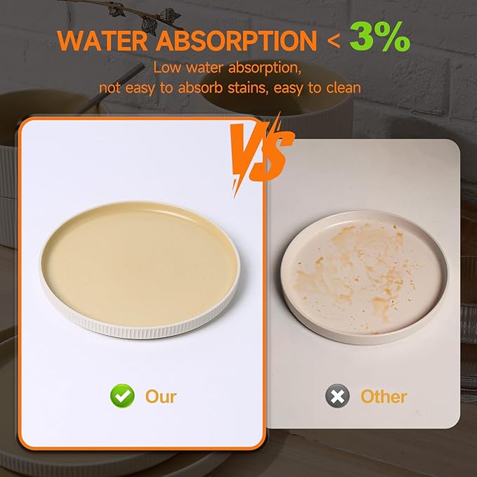 MONITO Ceramic Dinnerware Sets for 4 12PCS Stoneware Plates and Bowls Sets Reactive Glaze Dish Set Chip and Scratch Resistant Double Microwave and Dishwasher Safe White Orange