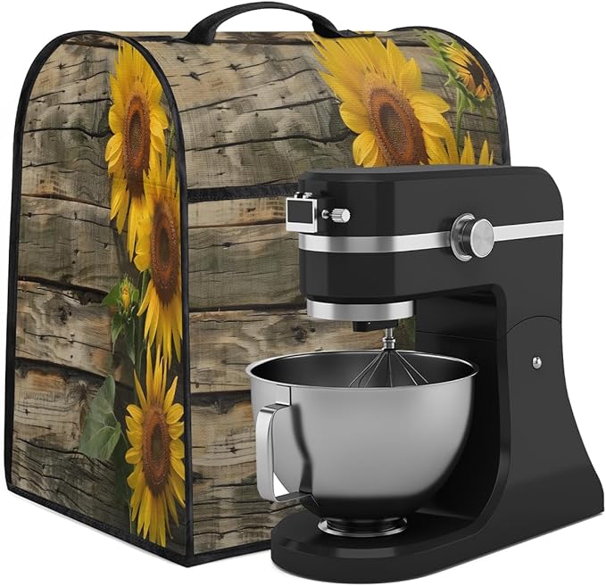 cfpolar Kitchen Aid Mixer Cover Compatible with 6-8 Quarts Board Yellow Sunflower Stand Mixer Cover Kitchen Aid Mixers Accessories Appliance Organizer Bag Dust Covers with Zipper Pocket