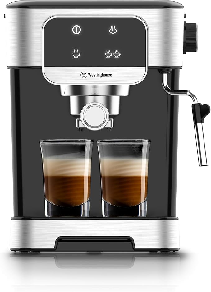 Dynastar 220 Volts Espresso Maker With Milk Frother -20 Bars-1200 Watts-Touch Control-Bundle 220-240 Volts (Not For Use In USA)