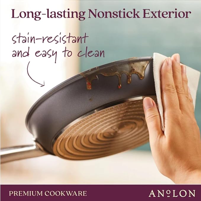 Anolon Accolade Forged Hard Anodized Nonstick Frying Pans/Skillet Set 10 Inch and 12 Inch - Moonstone Gray