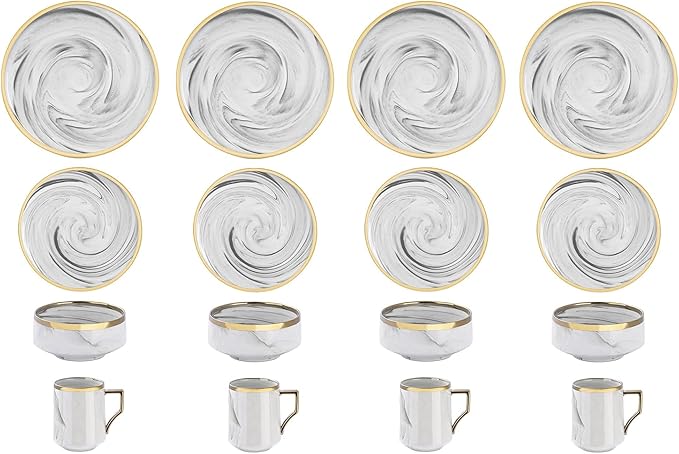 Fine China Artisan Marbled 16pc Dinner Set Grey