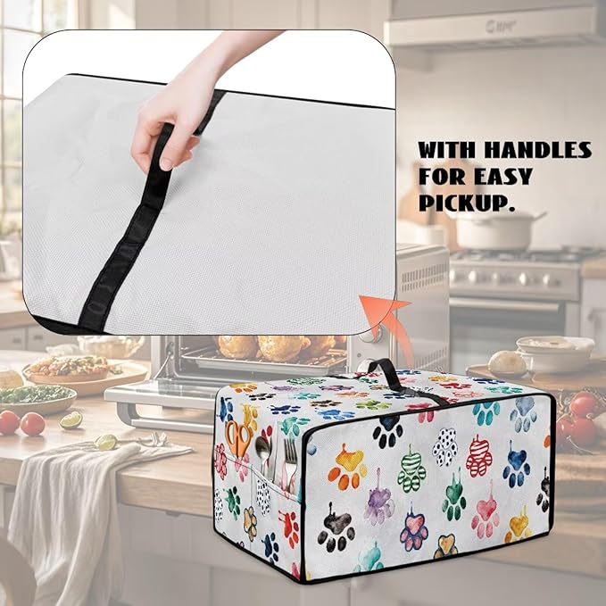 Doojoayie Cute Dog Paw Toaster Cover 8 Slice Appliance Covers for Kitchen Counter 22.5x18.5x 13 Universal Fit Dustproof Protector as Kitchen Decoration