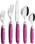 ANNOVA Silverware Set Stainless Steel Cutlery Color Handle With Rivet/Retro Flatware (Pink 20 Pieces)