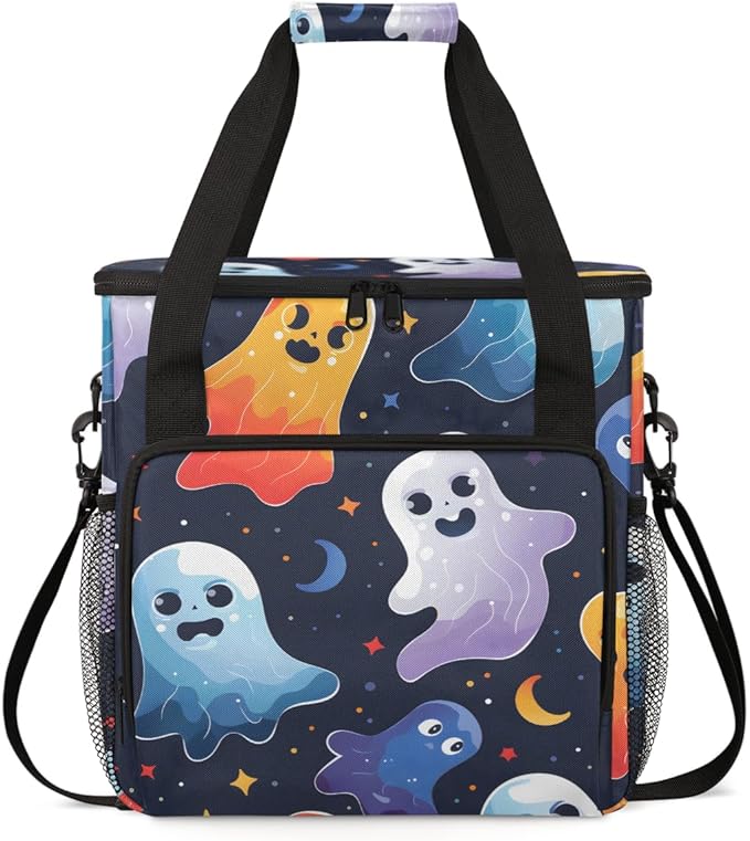 Fantastic Spooky Ghost Coffee Maker Carrying Bag Travel Storage Bag Compatible with K-Mini or K-Mini Plus Single Serve Coffee Brewer Carrying Case with Multiple Pockets &amp Shoulder Strap
