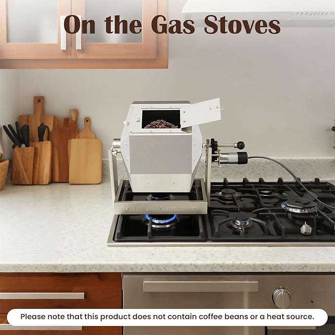 Coffee Bean Roaster 14.5L Gas Burner Drum Type Coffee Bean Baking Machine Stainless Steel Automatic Rotary Roasting Machine Peanut Roaster for Commercial and Home Use