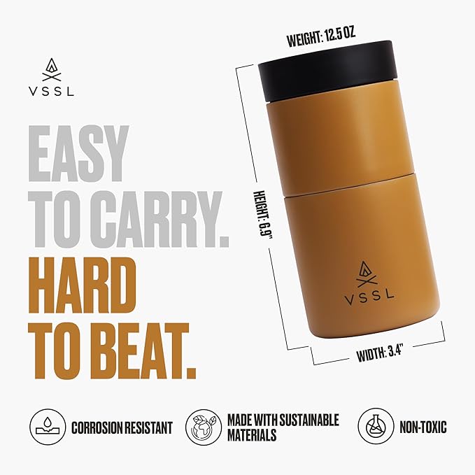 VSSL - Nest Pour Over Coffee Set | Coffee Maker for Camping | All-In-One Travel Pour Over | Transportable Dripper 10oz Stainless Steel Travel Mug | Compact Storage &amp Adventure Ready | Sahara
