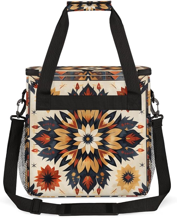 Psychedelic Mandala Coffee Maker Carrying Bag Portable Travel Storage Tote Bag Compatible with K-Mini or K-Mini Plus Single Serve Coffee Brewer Carrying Case with Multiple Pockets &amp Shoulder Str