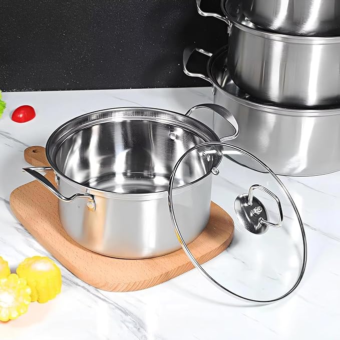Stainless steel cookware set non stick pan set skillet stew pot Home Kitchen Item For party Festival Gift Item 15 Piece