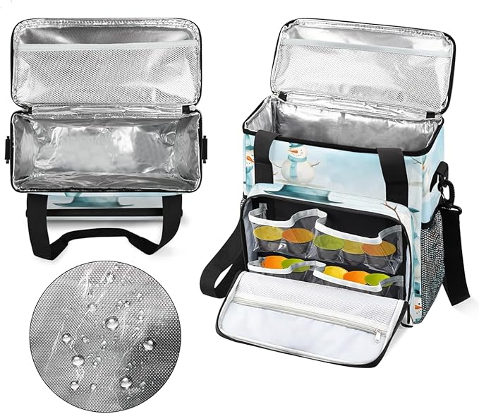 Xmas Snowman Coffee Maker Carrying Bag Fantastic Snowman Travel Storage Bag Compatible with K-Mini or K-Mini Plus Single Serve Coffee Brewer Carrying Case with Multiple Pockets &amp Shoulder Strap