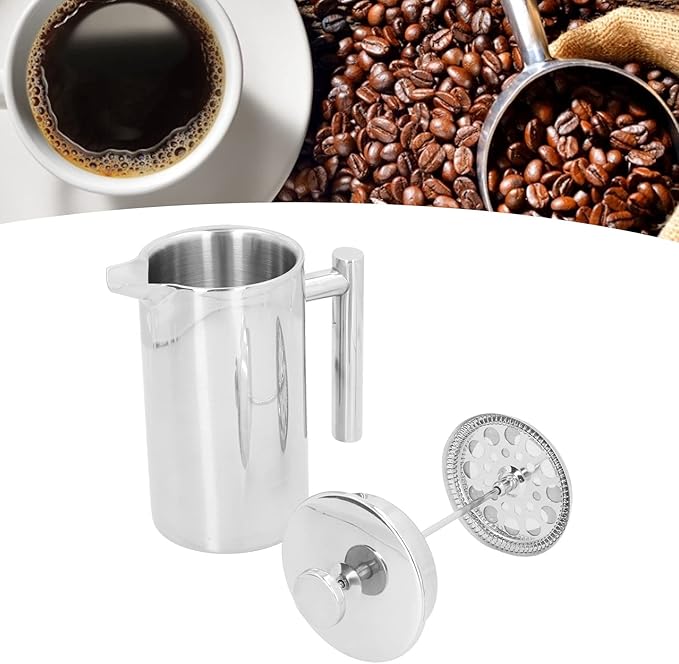 Topyond Stainless Steel French Press Coffee Maker 1L/34oz Insulated Thermal Coffee Press Camping Double Wall Coffee Pot Easy Clean for Home Office Campin
