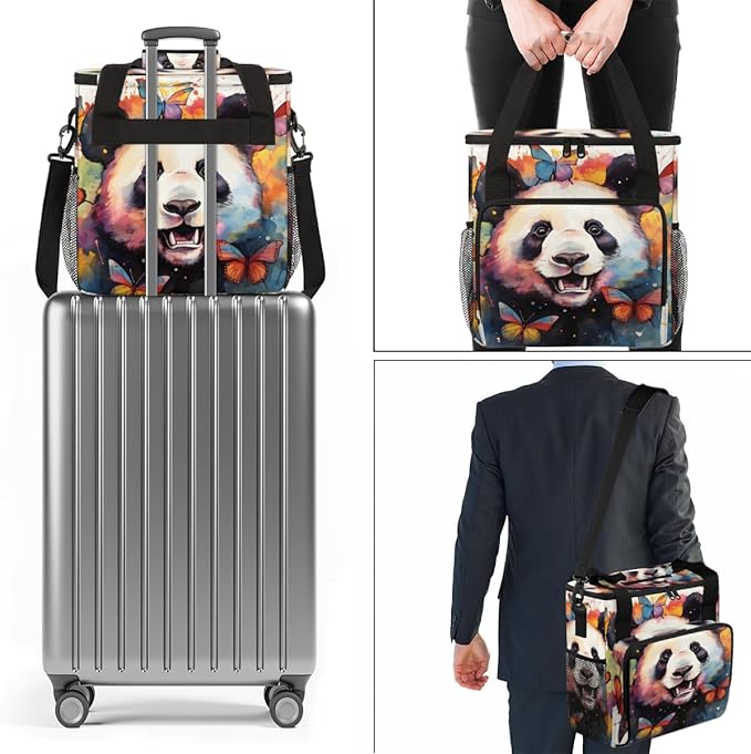Panda Butterfly Coffee Maker Carrying Bag Portable Travel Storage Tote Bag Compatible with K-Mini or K-Mini Plus Single Serve Coffee Brewer Carrying Case with Multiple Pockets &amp Shoulder Strap