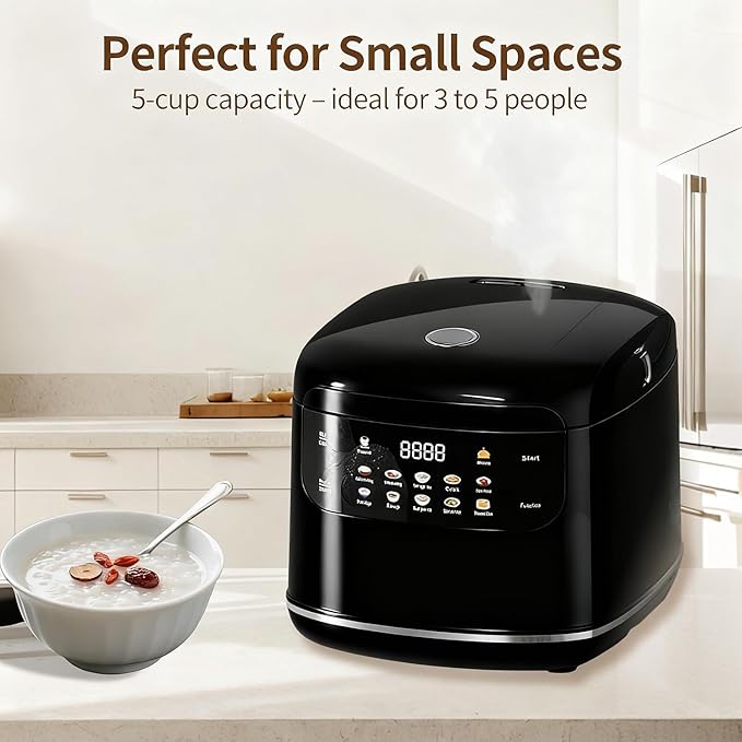 Mini Protable Smart Rice Cooker2L6 Cups Cooked/3 Cups Uncooked400W Non-Stick Rice Maker24 hours Timer Delay10 FunctionsFast CookerAuto Keep Warm