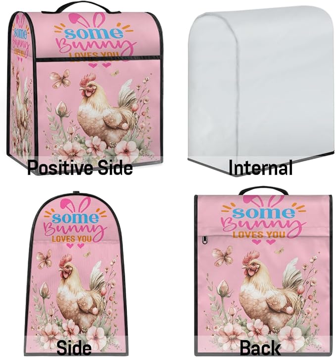 Kitchen Aid Mixer Cover Rooster Flower Floral Butterfly Stand Mixer Cover Compatible with 6-8 Quarts Stand Mixers Dust Covers with Zipper Pocket Foldable Washable Kitchen Aid Organizer Bag