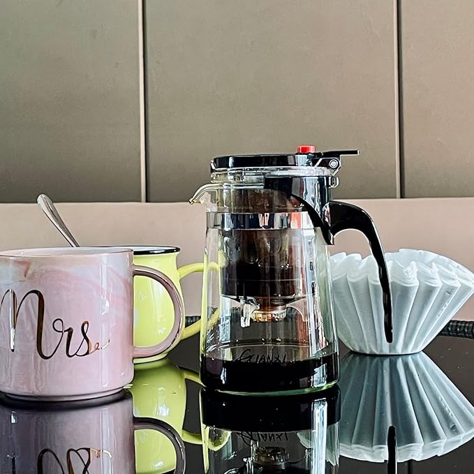 Pour Over Coffee Maker Smart Coffee Dripper with On/Off Switch Borosilicate Glass Small Coffee Pot with 50 Size 185 Japanese Basket Coffee Filters 20 oz/500ml Drip Coffee Brewer Machine (500ml)
