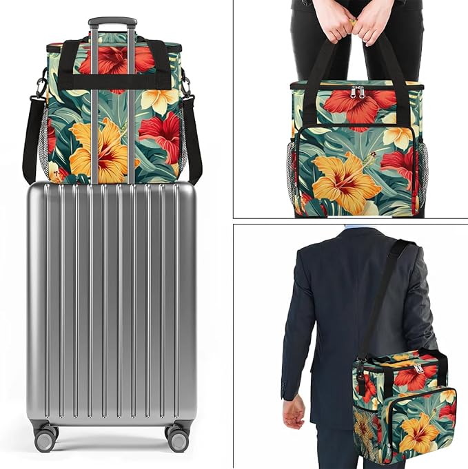 Coffee Maker Carrying Bag Palm Leaf Floral Single Cup Coffee Maker Travel Bag Compatible with Keurig K-Mini or K-Mini Plus Portable Storage Bag with Shoulder StrapAZ-21