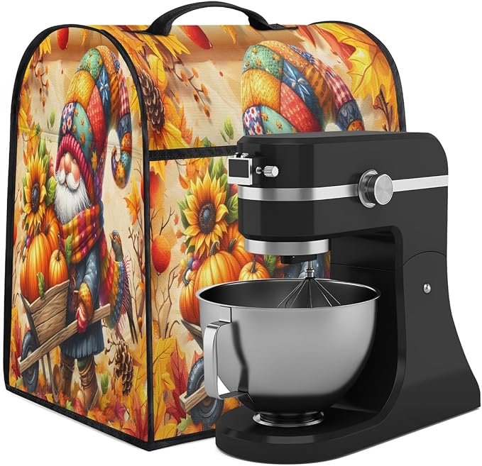 cfpolar Kitchen Aid Mixer Cover Compatible with 6-8 Quarts Sunflower Pumpkin Gnome Stand Mixer Cover Kitchen Aid Mixers Accessories Appliance Organizer Bag Dust Covers with Zipper Pocket