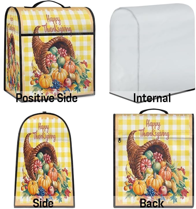 cfpolar Kitchen Aid Mixer Cover Compatible with 6-8 Quarts Thanksgiving Autumn Food Stand Mixer Cover Kitchen Aid Mixers Accessories Appliance Organizer Bag Dust Covers with Zipper Pocket