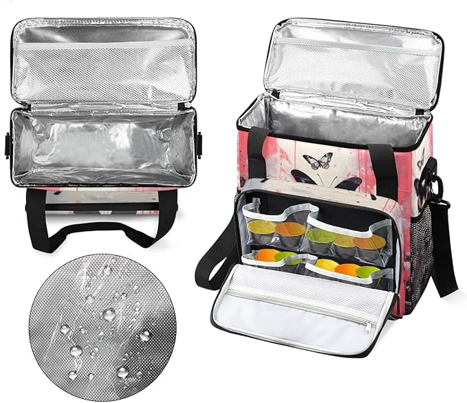 Flowers Butterfly Coffee Maker Carrying Bag Graffiti Butterfly Travel Storage Bag Compatible with K-Mini or K-Mini Plus Single Serve Coffee Brewer Carrying Case with Pockets &amp Shoulder Strap