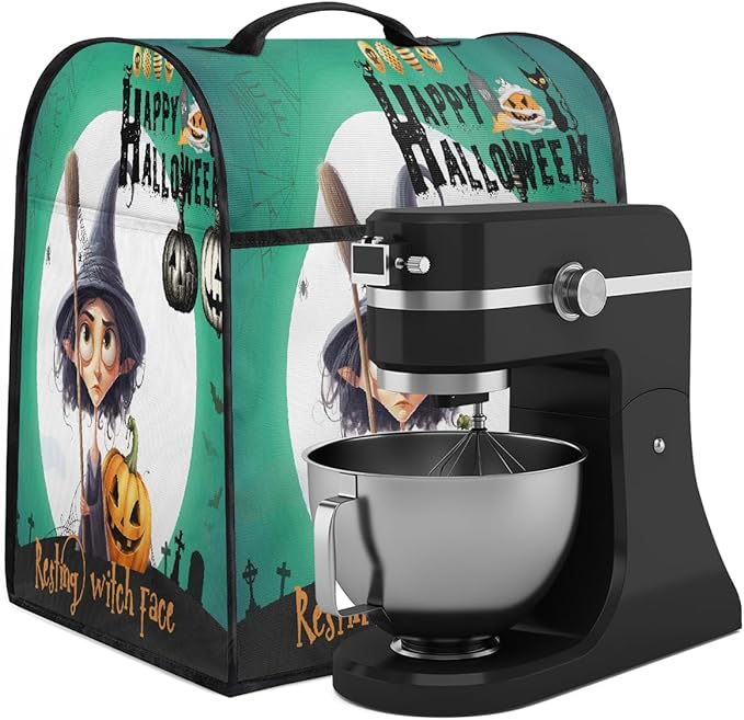 cfpolar Kitchen Aid Mixer Cover Compatible with 6-8 Quarts Halloween Pumpkin Spider Web Stand Mixer Cover Kitchen Aid Mixers Accessories Appliance Organizer Bag Dust Covers with Zipper Pocket