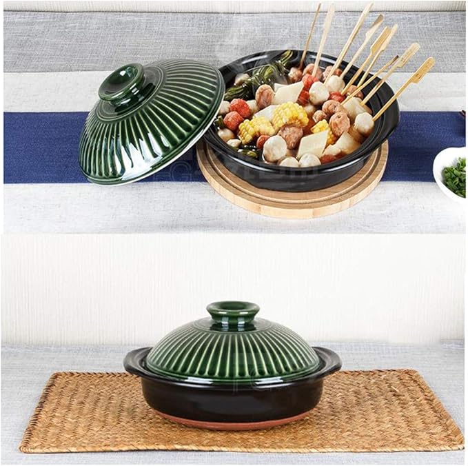 Pots Set Japanese Hot PotClay Rice CookerRound Ceramic CasseroleHeat-Resistant Earthenware Rice PotSlow Stew PotStovetop Ceramic CookwareStockpot