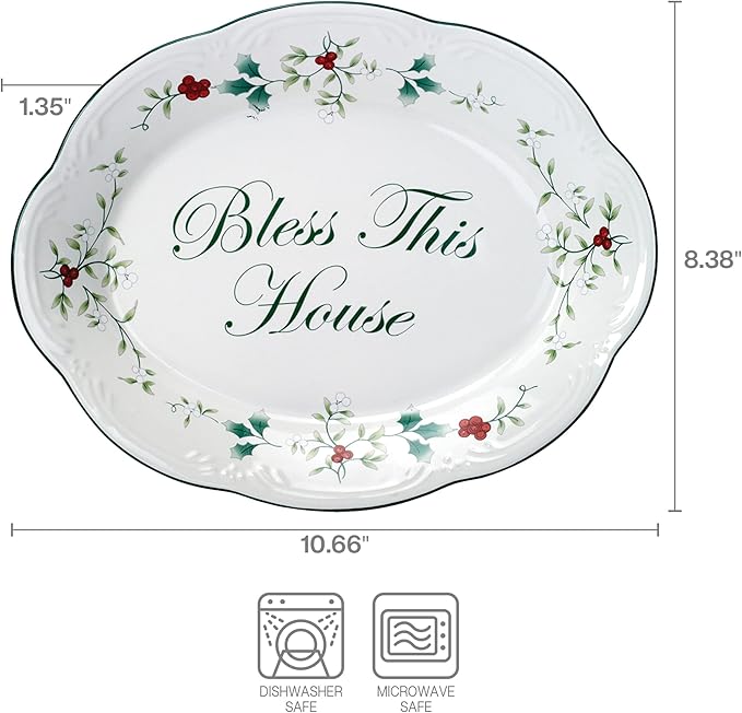 Pfaltzgraff Winterberry 16-Piece Dinnerware Set Service for 4 &amp Winterberry Bless This House Plate -