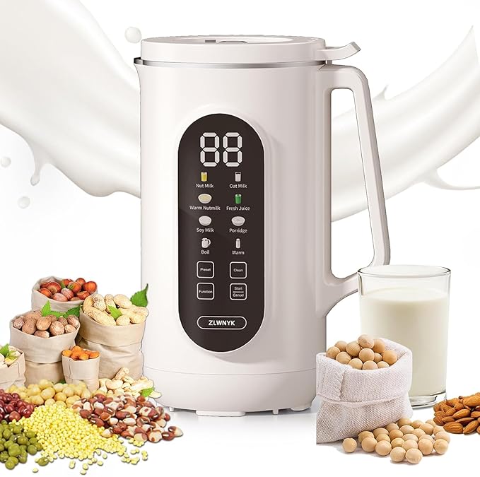 ZLWNYK Nut Milk Blender35 oz Soy Milk Maker for homemade almondoat soy coconut plant-based milk and non dairy beverages 8 in 1 with a 12 hour timer/self-cleaning/warming/hot water function