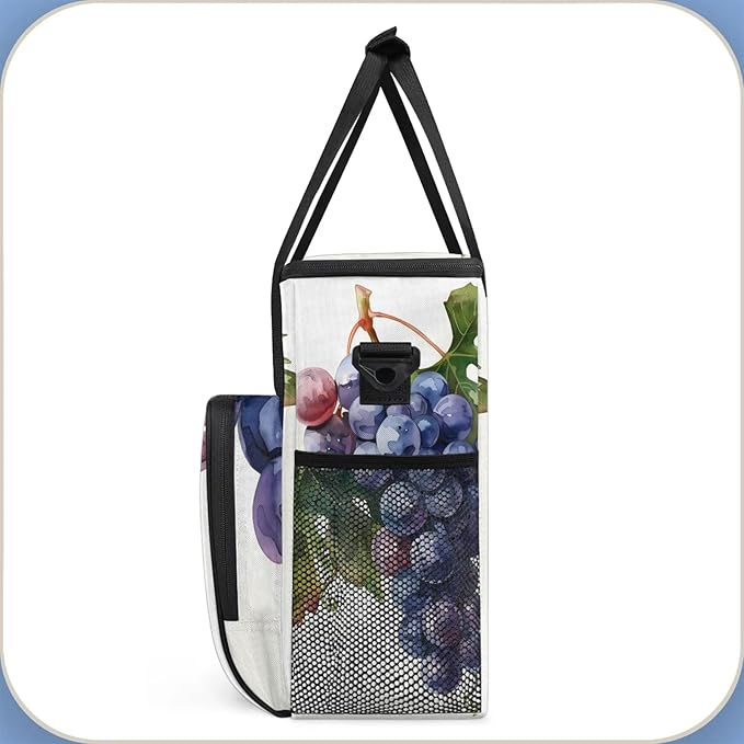 Grape Fruit Coffee Maker Carring Bag Large Insulated Storage Organizer Case Tote Bags with Shoulder Strap for Travel Work Picnic