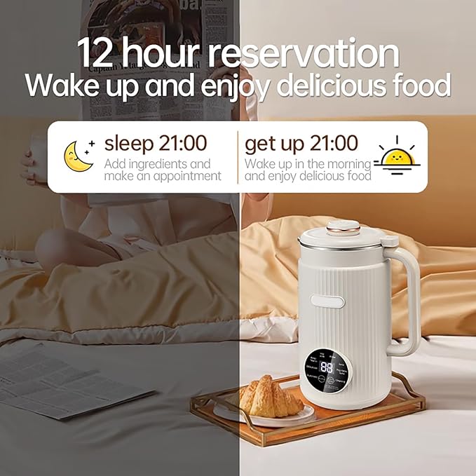 40oz Nut Milk Maker Machine Automatic Soy Milk Maker for Homemade Coconut Oat Soy Plant-Based Milk Non-Dairy Beverages Juice Almond Milk Maker with 12H Delay Start Self Cleaning 10 Blades