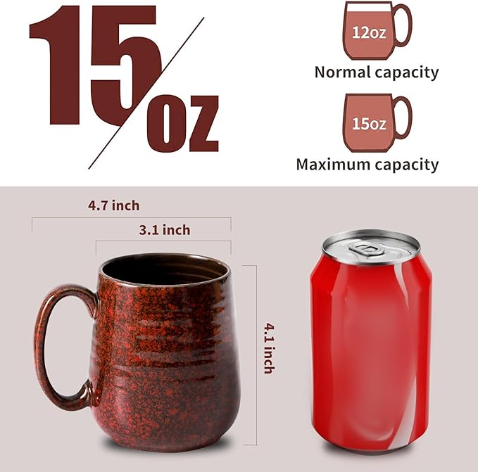 Hasense Ceramic Dinnerware Sets10-Piece Plates and 15 Ounces Mugs Handmade Dishes Set Scratch Resistant Dishwasher &amp Microwave Safe Red
