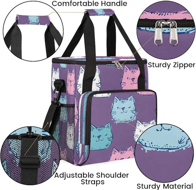 Cute Cats Face Coffee Maker Carrying Bag for Keurig K-Mini or K-Mini Plus Storage Portable Coffee Maker Travel Bag
