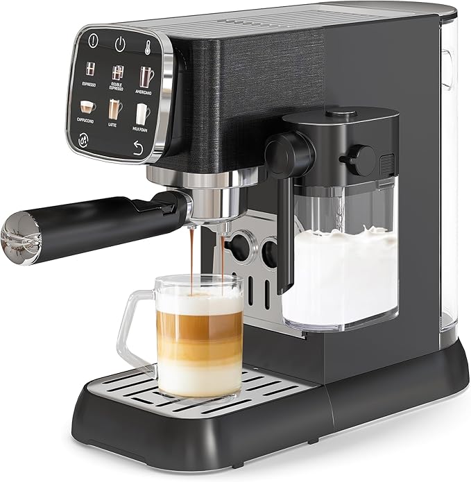 Garvee Espresso Machine Compact 20 Bar Professional Espresso Machine with Milk Frother and Touchscreen Espresso Coffee Machines with Adjustable Temperaturefor Cappuccino Latte