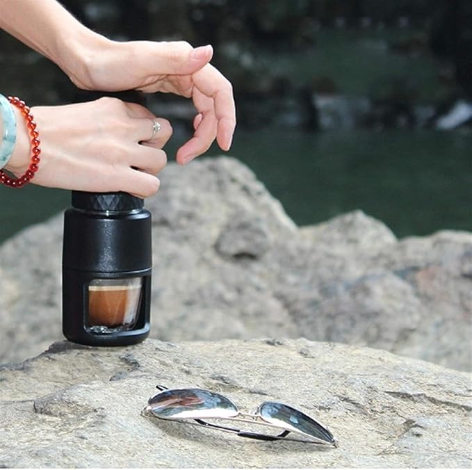 Portable Espresso Coffee Maker - Manual Capsule Machine for Home &amp Travel Dual-use 4 Cups &amp Cappuccino