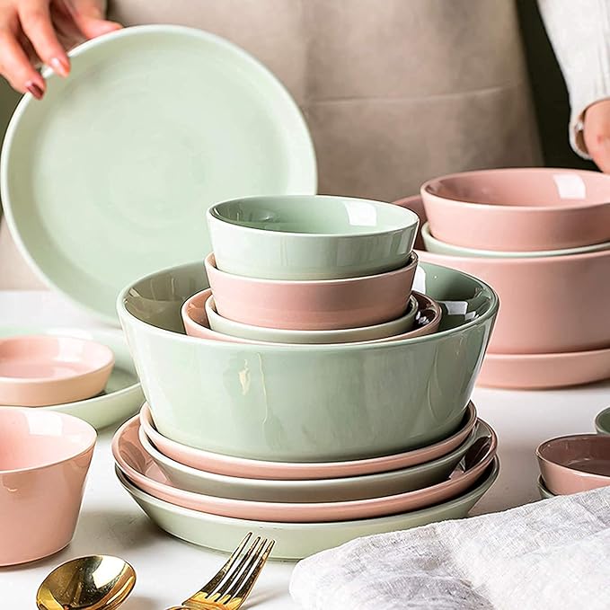 Dinnerware Sets Dish SetCeramics Dinner SetsNordic Luxury Style Porcelain of 58 | Simple Solid Color Cereal Bowl and Steak Plate Set