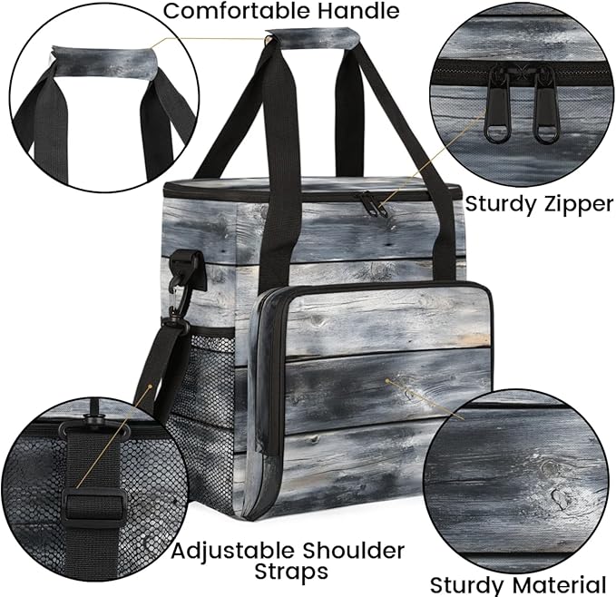 Wooden Board Coffee Maker Travel Bag for Keurig K-Mini/K-Mini Plus Insulated Waterproof Tote with Pockets for K-Cup Portable Single-Serve Brewer Case