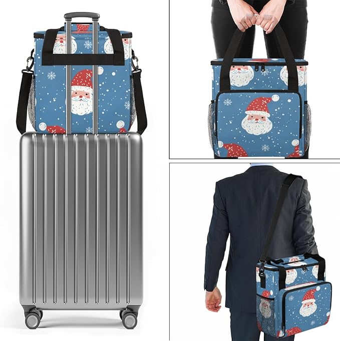 Mystical Santa Claus Coffee Maker Carrying Bag Christmas Santa Claus Travel Storage Bag Compatible with K-Mini or K-Mini Plus Single Serve Coffee Brewer Carrying Case with Pockets &amp Shoulder Str