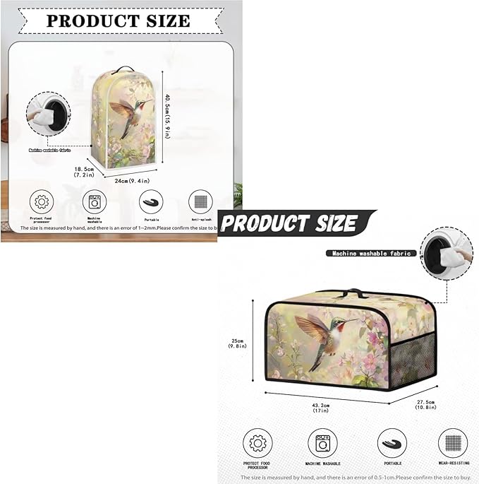 Hummingbird Blender CoversSlow Cooker CoversBread Toaster Cover(Large) 3 Piece SetSmall Appliance Universal Size Crock Pot Cover Oven Dust Cover Women Gift(White)