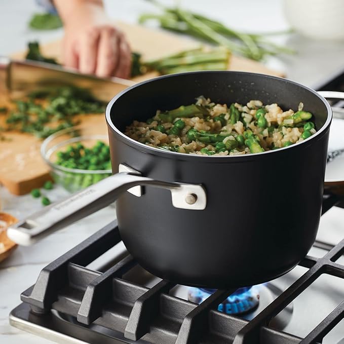 KitchenAid Hard Anodized Induction Nonstick Sauce Pan/Saucepan with Lid 3 Quart - Matte Black