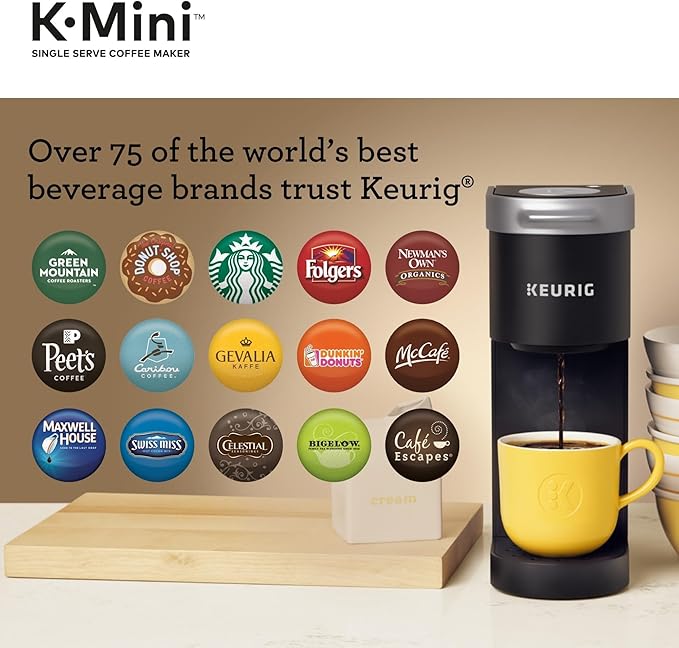 Keurig K-Mini Single Serve K-Cup Pod Coffee Maker 6 to 12oz Brew size with Cord Storage Perfect for Small Spaces Black